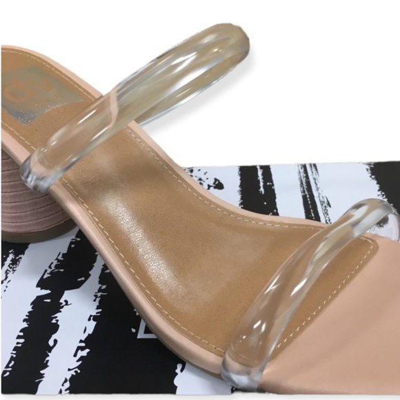NEW NWT DV Dolce Vita Snake Print Clear vinyl Strap Nude Heels invisible Sandals - Picture 9 of 9